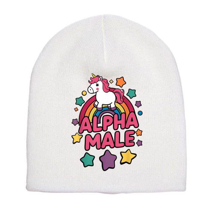 Alpha Male Unicorn Funny Embarrassing Joke Ironic Short Acrylic Beanie