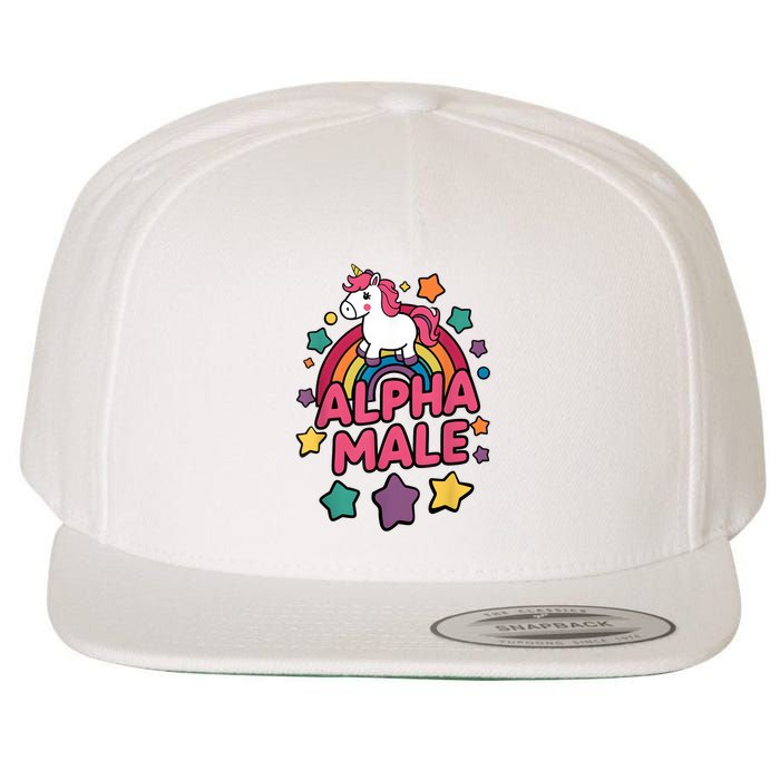 Alpha Male Unicorn Funny Embarrassing Joke Ironic Wool Snapback Cap