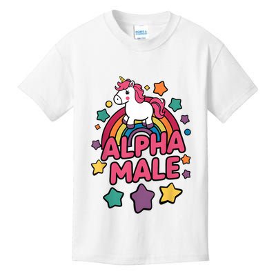 Alpha Male Unicorn Funny Embarrassing Joke Ironic Kids T-Shirt