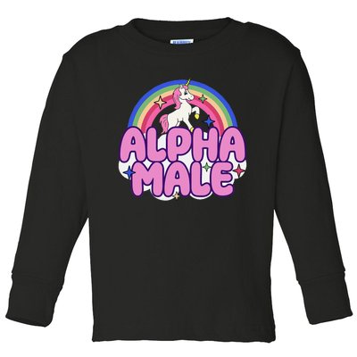 Alpha Male Unicorn Funny Sarcastic Ironic Weird Toddler Long Sleeve Shirt