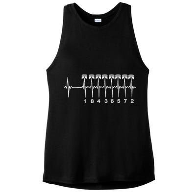 American Muscle V 8 Car Engine 18436572 Heart Beat Ecg Ladies PosiCharge Tri-Blend Wicking Tank