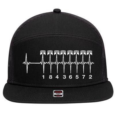 American Muscle V 8 Car Engine 18436572 Heart Beat Ecg 7 Panel Mesh Trucker Snapback Hat