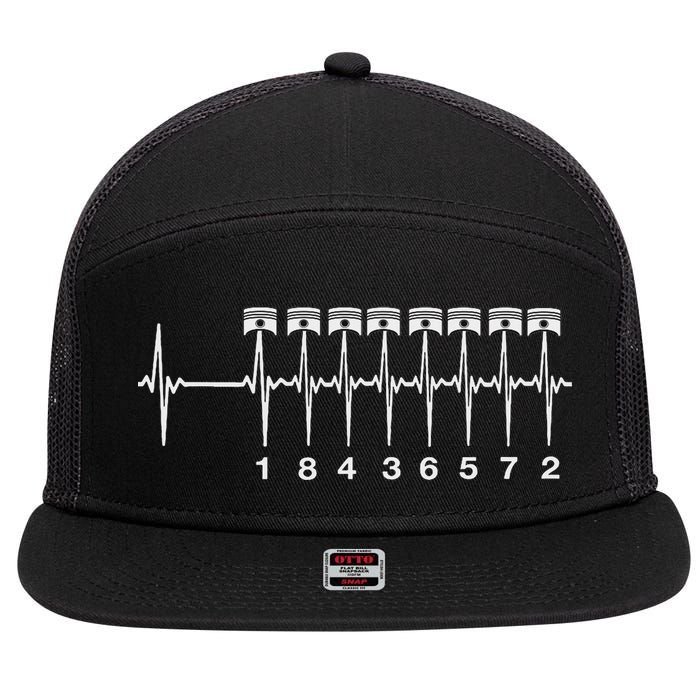 American Muscle V 8 Car Engine 18436572 Heart Beat Ecg 7 Panel Mesh Trucker Snapback Hat