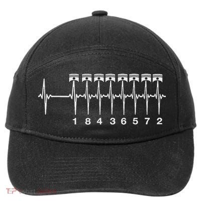 American Muscle V 8 Car Engine 18436572 Heart Beat Ecg 7-Panel Snapback Hat