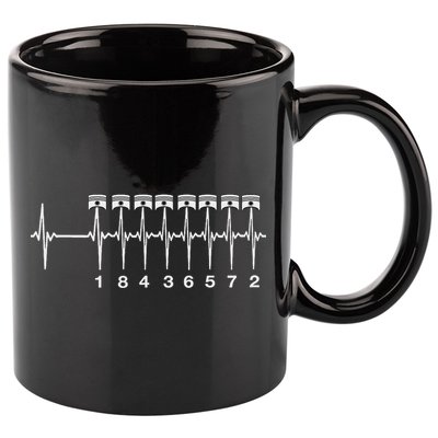 American Muscle V 8 Car Engine 18436572 Heart Beat Ecg 11oz C Handle Ceramic Mug
