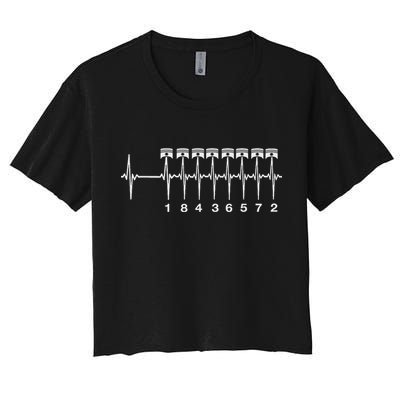 American Muscle V 8 Car Engine 18436572 Heart Beat Ecg Women's Crop Top Tee