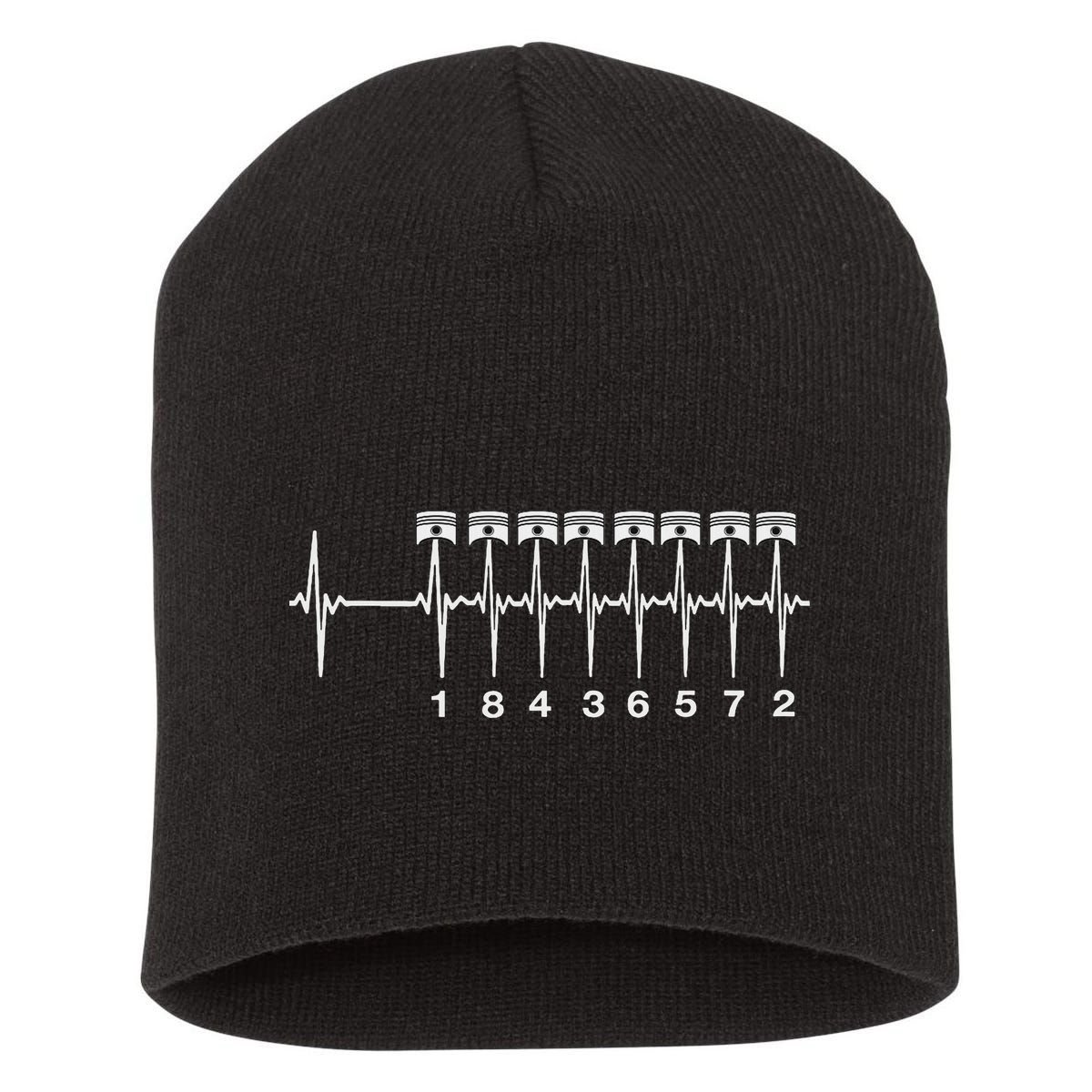 American Muscle V 8 Car Engine 18436572 Heart Beat Ecg Short Acrylic Beanie