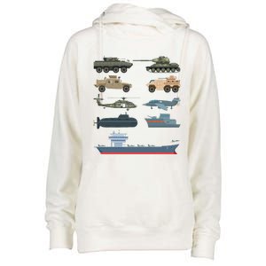 Army Military Vehicles Lovers Military Womens Funnel Neck Pullover Hood