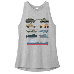 Army Military Vehicles Lovers Military Ladies PosiCharge Tri-Blend Wicking Tank