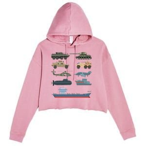 Army Military Vehicles Lovers Military Crop Fleece Hoodie