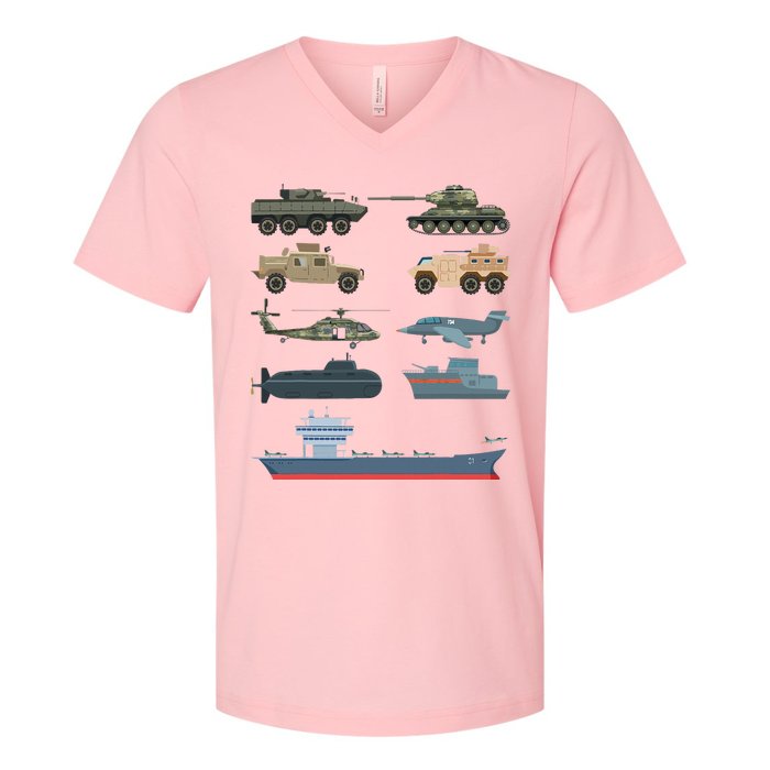 Army Military Vehicles Lovers Military V-Neck T-Shirt