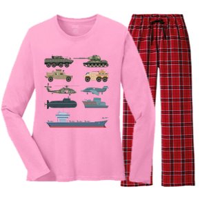 Army Military Vehicles Lovers Military Women's Long Sleeve Flannel Pajama Set 