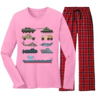 Army Military Vehicles Lovers Military Women's Long Sleeve Flannel Pajama Set 