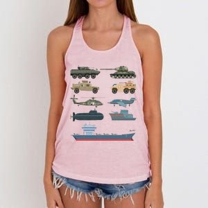 Army Military Vehicles Lovers Military Women's Knotted Racerback Tank