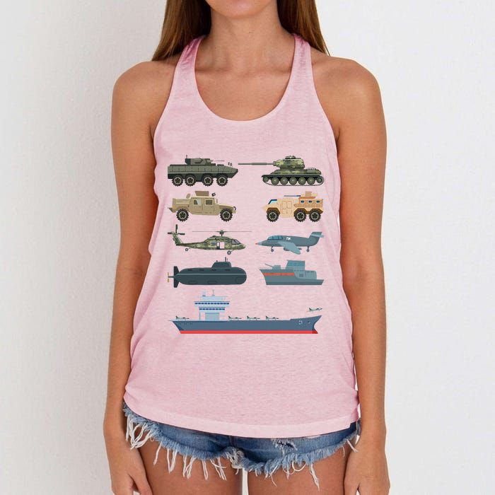 Army Military Vehicles Lovers Military Women's Knotted Racerback Tank