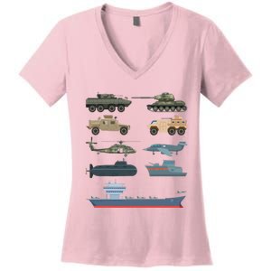 Army Military Vehicles Lovers Military Women's V-Neck T-Shirt