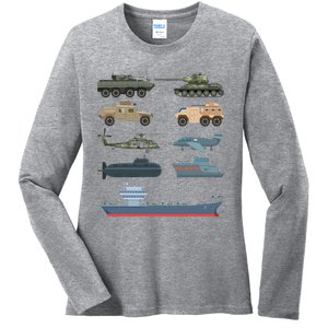 Army Military Vehicles Lovers Military Ladies Long Sleeve Shirt