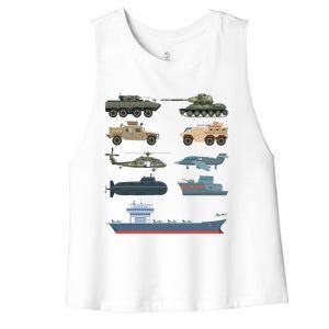 Army Military Vehicles Lovers Military Women's Racerback Cropped Tank