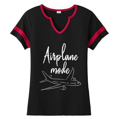 Airplane Mode Vacation Travel Gift Ladies Halftime Notch Neck Tee