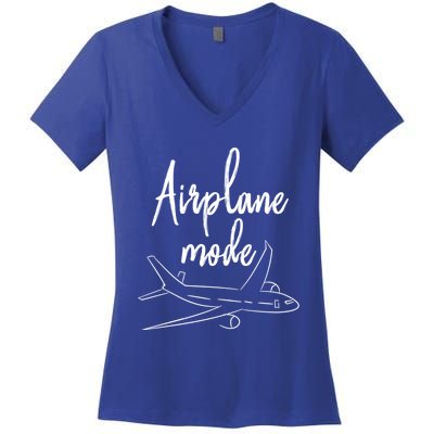 Airplane Mode Vacation Travel Gift Women's V-Neck T-Shirt