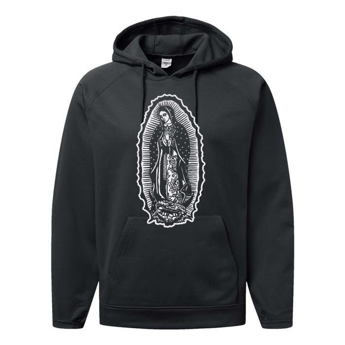 Ave Maria Virgin Mary Our Lady Of Guadalupe Marian Performance Fleece Hoodie