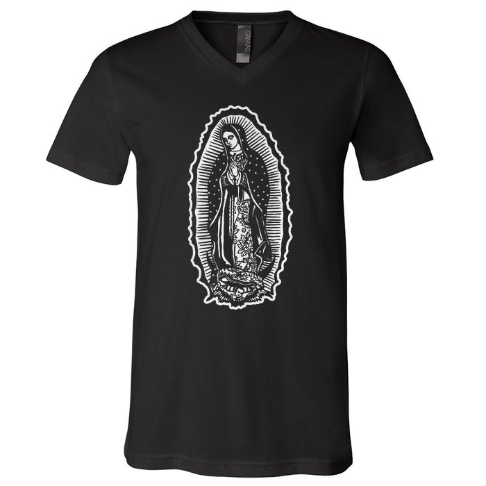 Ave Maria Virgin Mary Our Lady Of Guadalupe Marian V-Neck T-Shirt