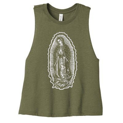 Ave Maria Virgin Mary Our Lady Of Guadalupe Marian Women's Racerback Cropped Tank