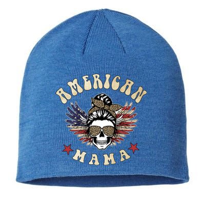 American Mama Vintage Leopard Print 4th Of July Gift Sustainable Beanie