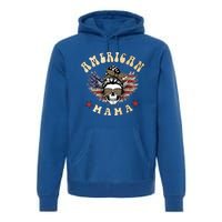 American Mama Vintage Leopard Print 4th Of July Gift Premium Hoodie