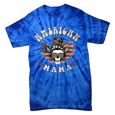 American Mama Vintage Leopard Print 4th Of July Gift Tie-Dye T-Shirt