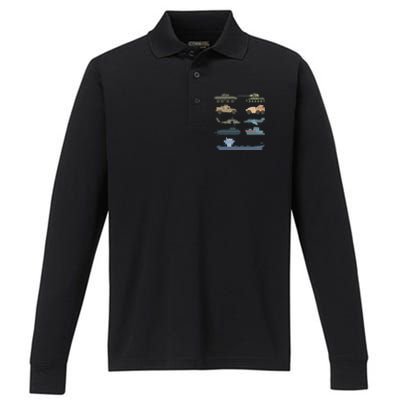 Army Military Vehicles Lovers Military Performance Long Sleeve Polo