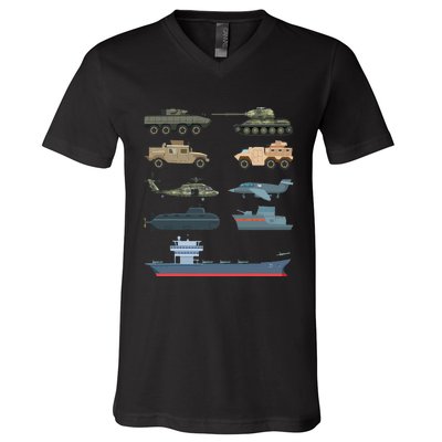 Army Military Vehicles Lovers Military V-Neck T-Shirt