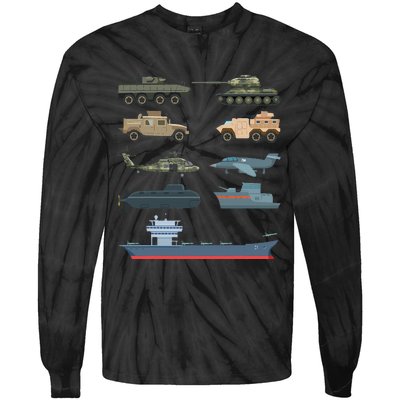 Army Military Vehicles Lovers Military Tie-Dye Long Sleeve Shirt