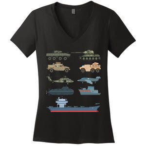 Army Military Vehicles Lovers Military Women's V-Neck T-Shirt