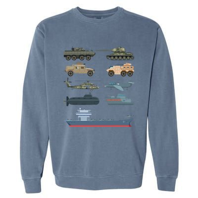 Army Military Vehicles Lovers Military Garment-Dyed Sweatshirt