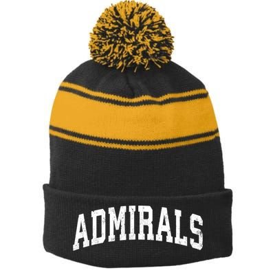 Admirals Mascot Vintage Athletic Sports Name Design Stripe Pom Pom Beanie
