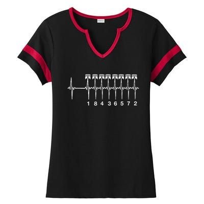 American Muscle V 8 Car Engine 18436572 Heart Beat Ecg Ladies Halftime Notch Neck Tee