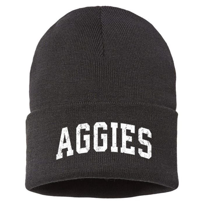 Aggies Mascot Vintage Athletic Sports Name Design Sustainable Knit Beanie