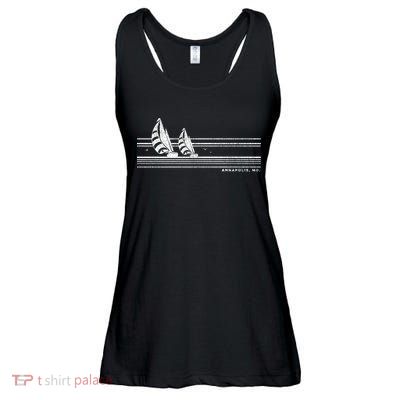 Annapolis Md Vintage Sailing 70s Nautical Sailboat Gift Ladies Essential Flowy Tank