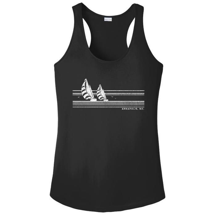 Annapolis Md Vintage Sailing 70s Nautical Sailboat Gift Ladies PosiCharge Competitor Racerback Tank