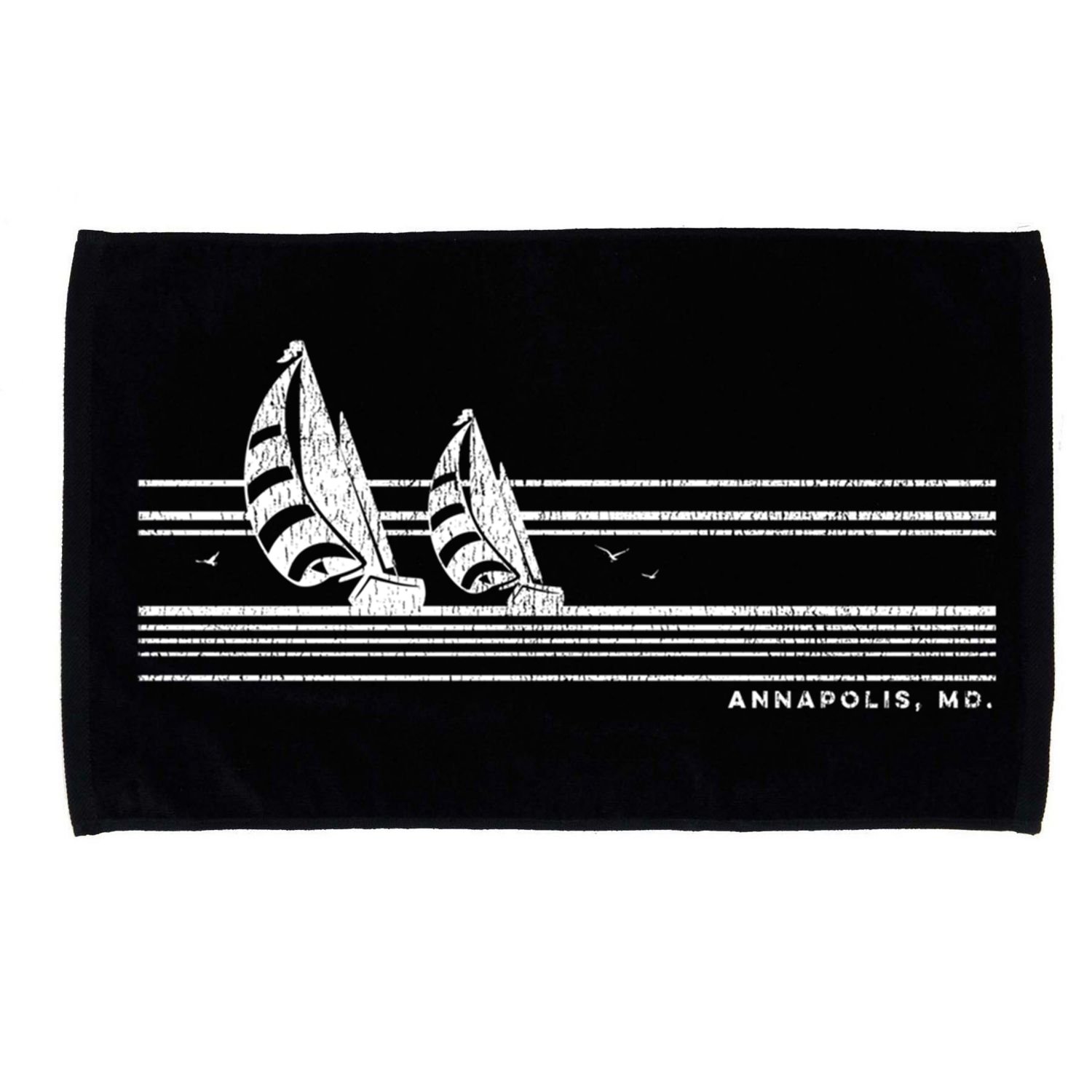 Annapolis Md Vintage Sailing 70s Nautical Sailboat Gift Microfiber Hand Towel