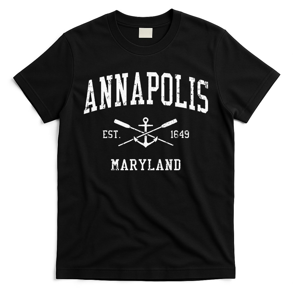 Annapolis MD Vintage Crossed Oars & Boat Anchor Sports T-Shirt