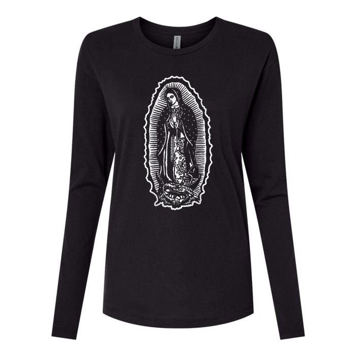 Ave Maria Virgin Mary Our Lady Of Guadalupe Marian Womens Cotton Relaxed Long Sleeve T-Shirt