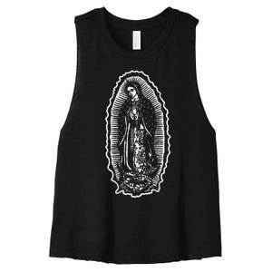 Ave Maria Virgin Mary Our Lady Of Guadalupe Marian Women's Racerback Cropped Tank