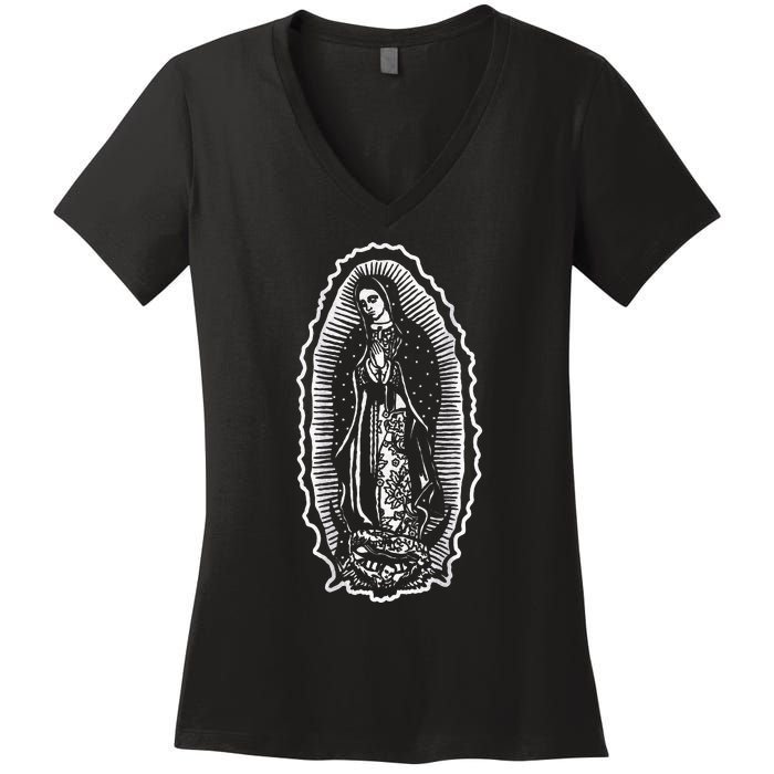 Ave Maria Virgin Mary Our Lady Of Guadalupe Marian Women's V-Neck T-Shirt