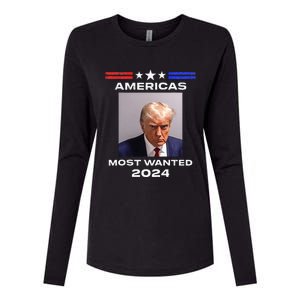 Americas Most Wanted Trump 2024 Womens Cotton Relaxed Long Sleeve T-Shirt