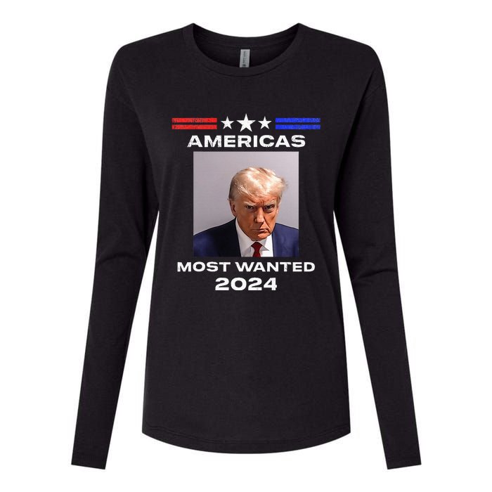 Americas Most Wanted Trump 2024 Womens Cotton Relaxed Long Sleeve T-Shirt