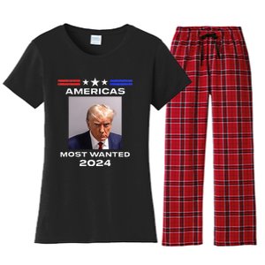 Americas Most Wanted Trump 2024 Women's Flannel Pajama Set