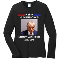 Americas Most Wanted Trump 2024 Ladies Long Sleeve Shirt