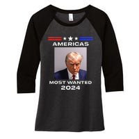 Americas Most Wanted Trump 2024 Women's Tri-Blend 3/4-Sleeve Raglan Shirt